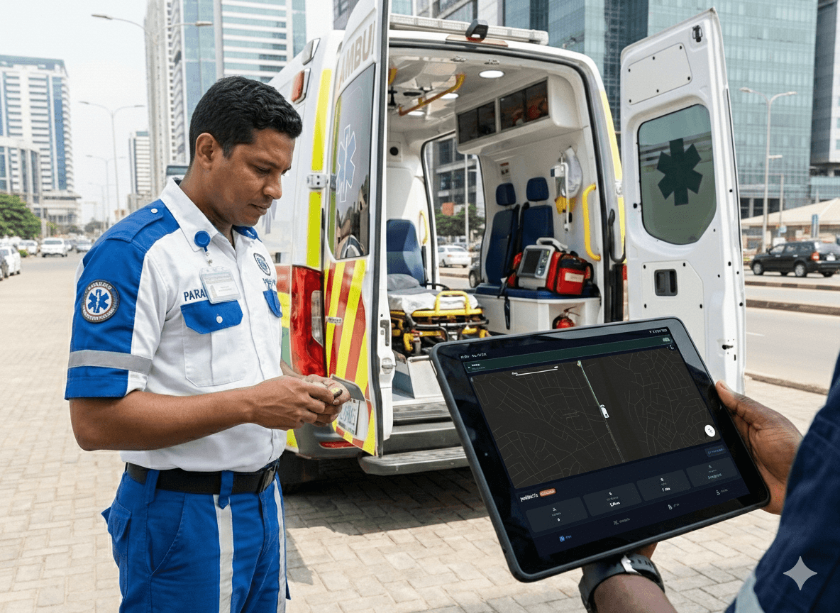 Paramedic using ActivCAD in the field